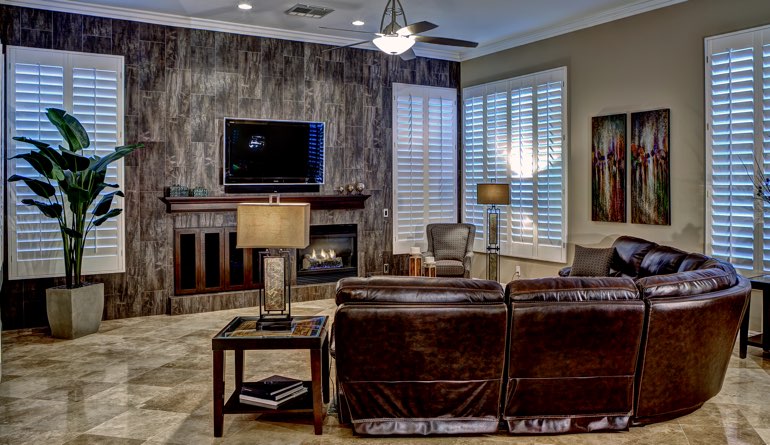 Plantation Shutters In A Clearwater Living Room.